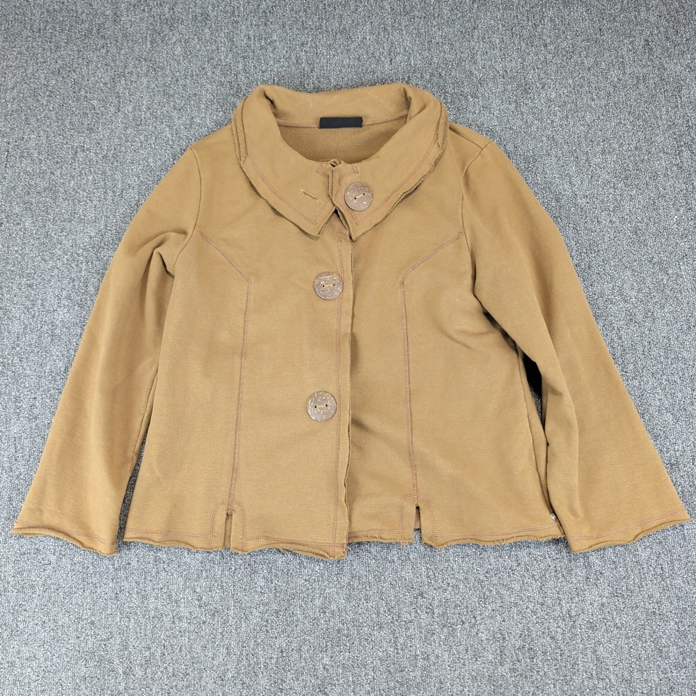 Neon‎ Buddha Lagenlook Artsy Button Up Jacket Womens Large Brown Cotton
